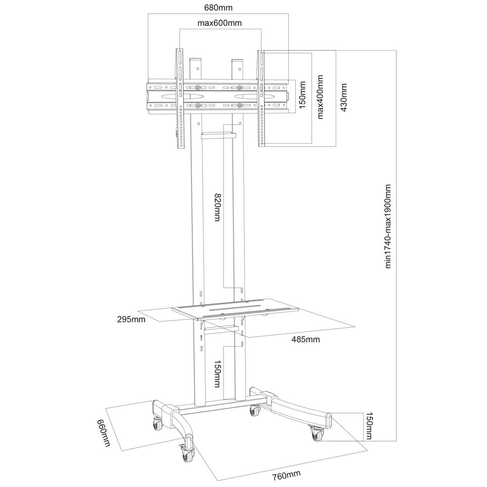 Número de imagen del producto 5: Soporte vertical de TV B-MS 190 ajustable en altura, negro