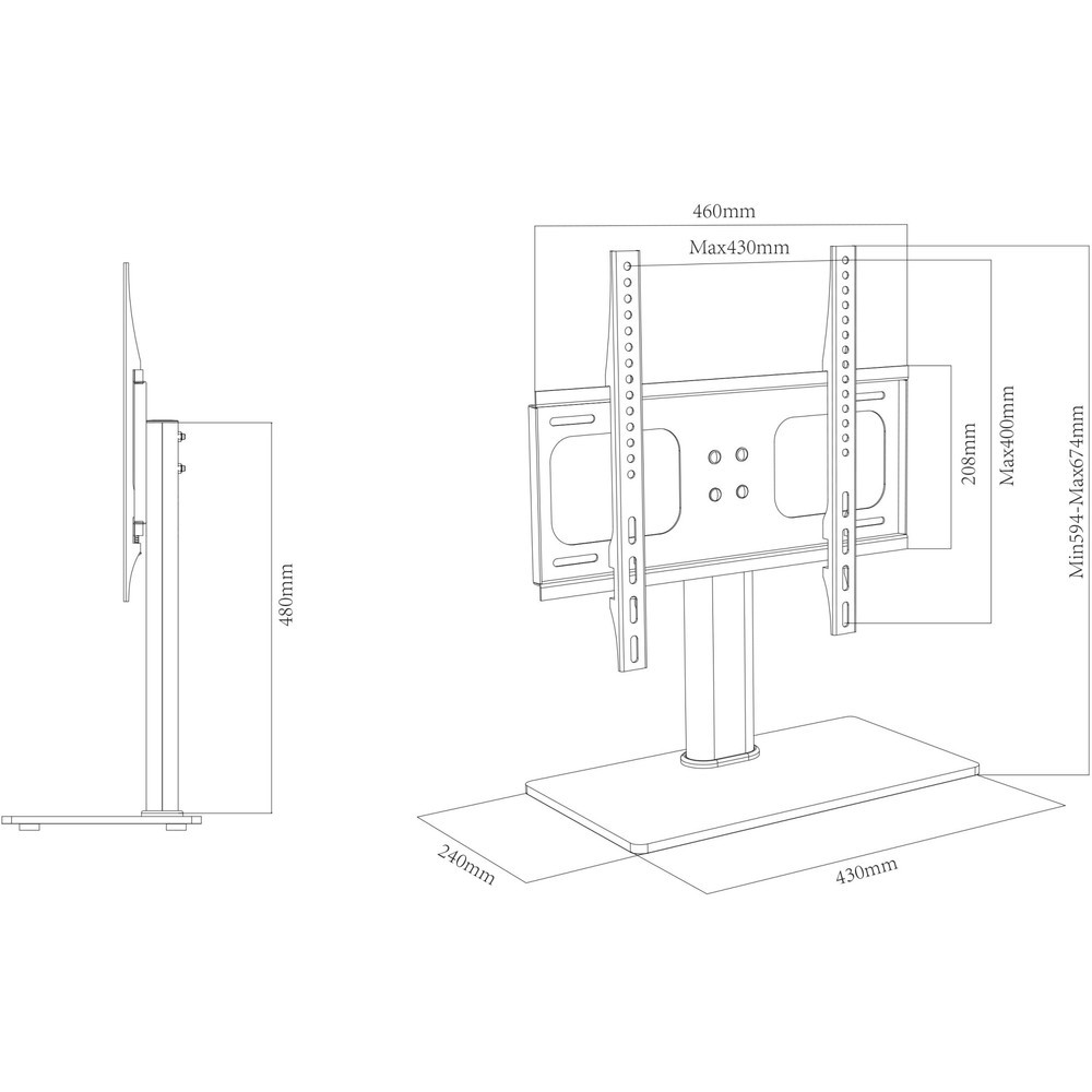 Número de imagen del producto 5: Soporte vertical de mesa para TV B-TTS 400, negro