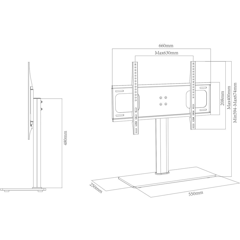 Número de imagen del producto 5: Soporte vertical de mesa TV VCM B-TTS 600, negro