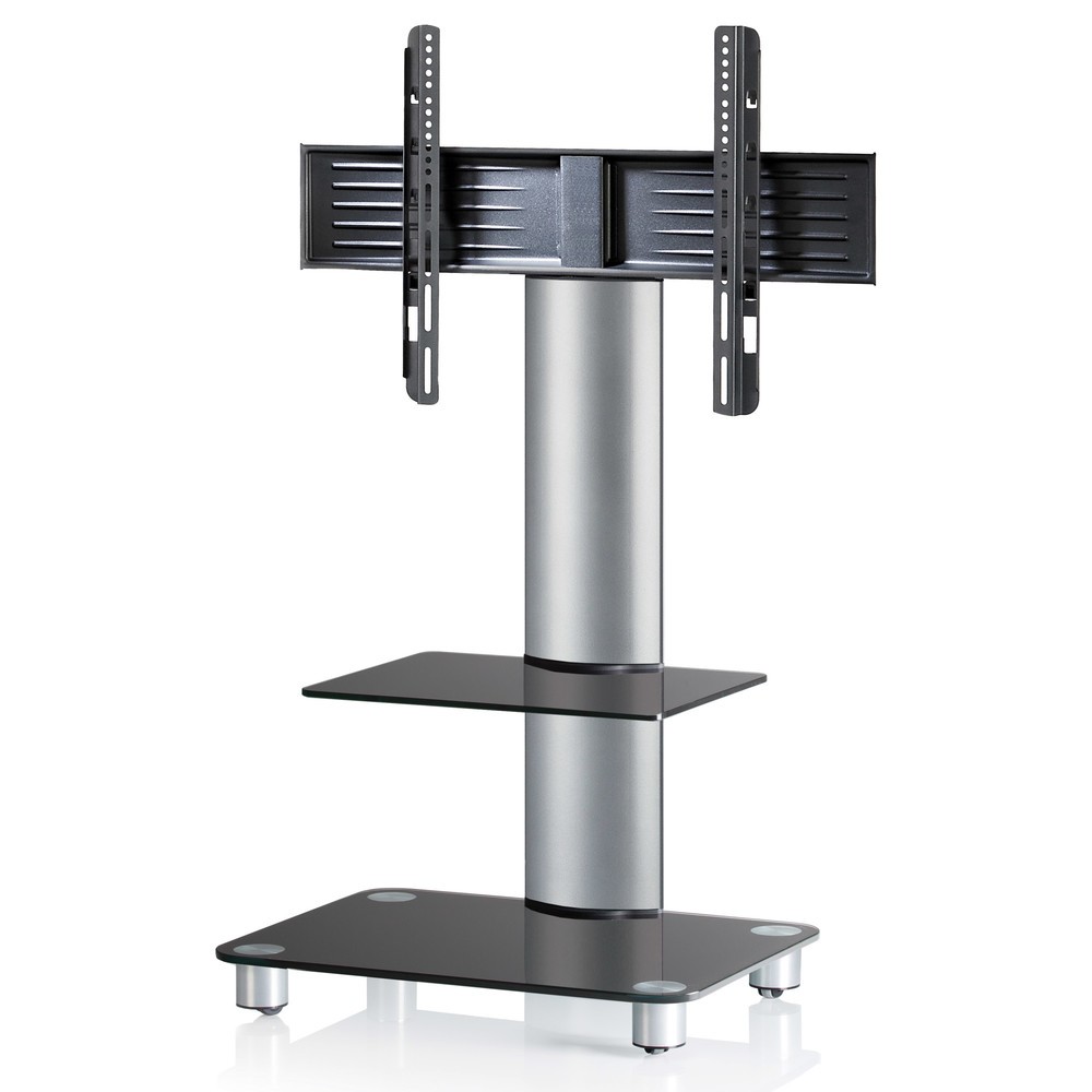 Número de imagen del producto 1: Soporte vertical de TV Tosal con estante intermedio, plateado