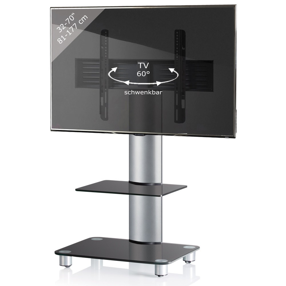 Número de imagen del producto 3: Soporte vertical de TV Tosal con estante intermedio, plateado