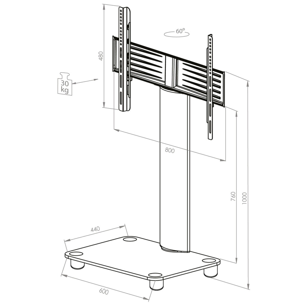 Número de imagen del producto 4: Soporte vertical TV VCM Tosal, plata