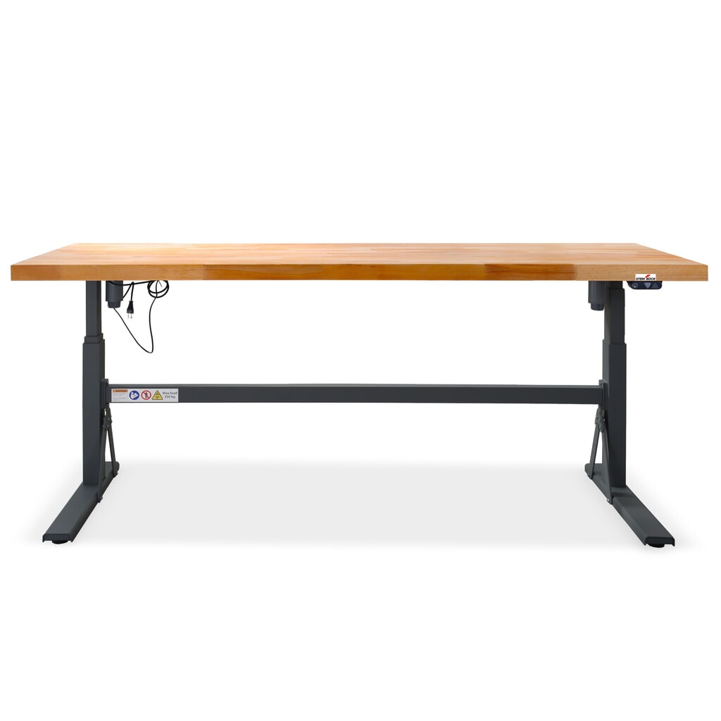 Steinbock® e-Adjust, banco de trabajo ajustable en altura con motor eléctrico, HxAxF 700-1.170 x 2.000 x 750 mm, CC 350 kg Imagen del producto: Steinbock® e-Adjust, banco de trabajo ajustable en altura con motor eléctrico, HxAxF 700-1.170 x 2.000 x 750 mm, CC 350 kg