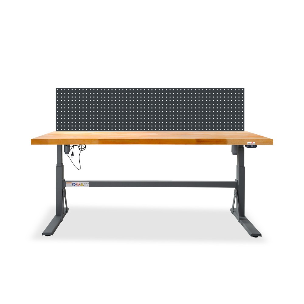 Imagen del producto: Steinbock® e-Adjust, banco de trabajo ajustable en altura con motor eléctrico y con panel perforado, HxAxF 700-1.170 x 2.000 x 750 mm, CC 350 kg