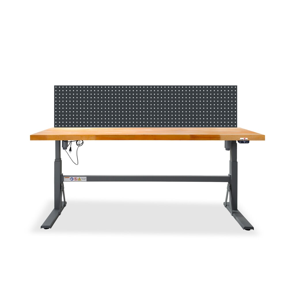 Imagen del producto: Steinbock® e-Adjust, banco de trabajo ajustable en altura con motor eléctrico y con panel perforado, HxAxF 700-1.170 x 2.000 x 750 mm, CC 350 kg