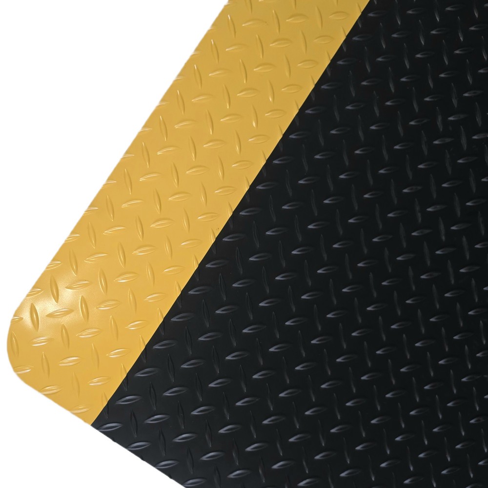 Imagen del producto: Alfombrilla antifatiga ErgoSoft Strong de Steinbock®, patrón de diamante, 2 capas, A x L 900 x 2000 mm, negra/amarilla