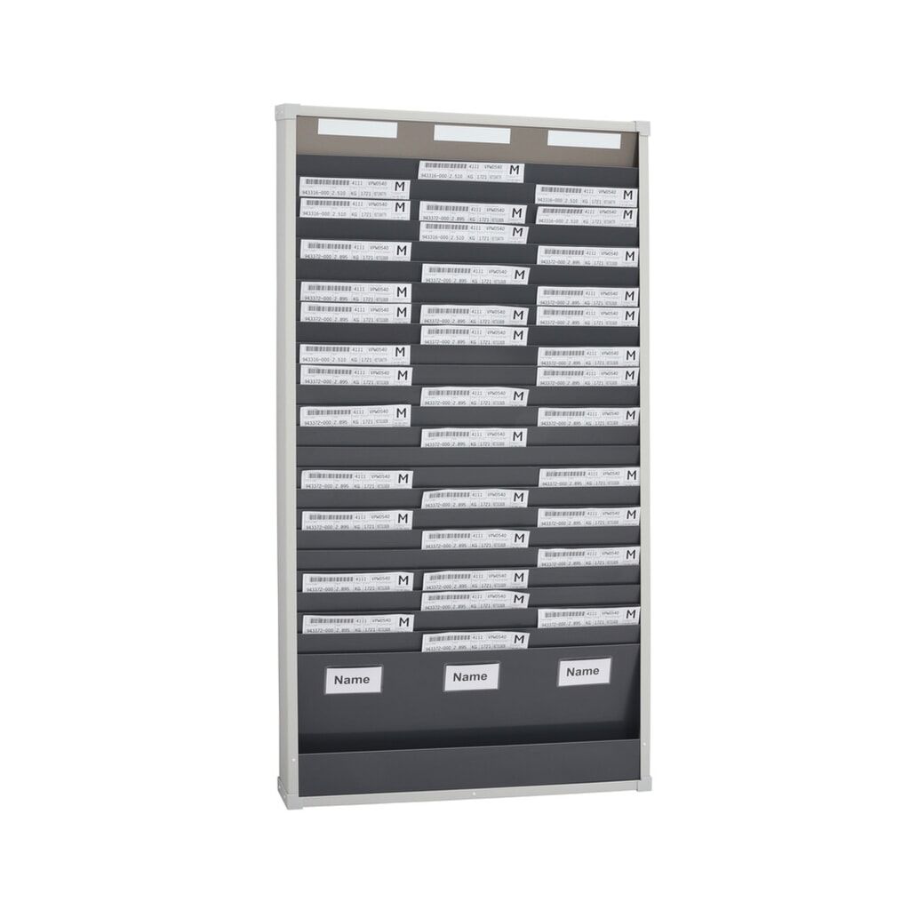 Imagen del producto: Clasificador de tarjetas, 3 filas de 25 compartimentos, alto x ancho 1.350 x 720 mm