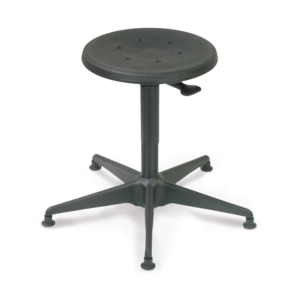 Imagen del producto: Taburete HEMMDAL, asiento PU, altura de construcción asiento 380-515 mm, base de acero, planeador de suelo