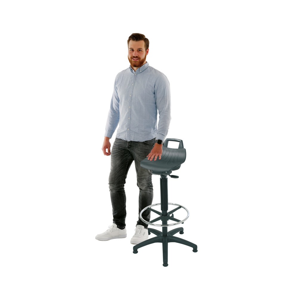 Número de imagen del producto 2: Taburete Premium HEMMDAL, asiento de PP, altura de asiento de 630-890 mm, conteras, estribo circular