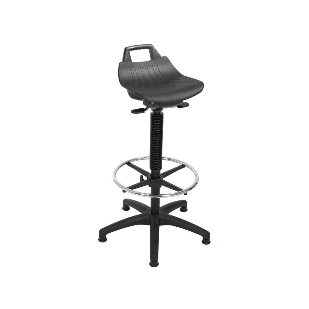 Taburete Premium HEMMDAL, asiento de PP, altura de asiento de 630-890 mm, conteras, estribo circular Imagen del producto: Taburete Premium HEMMDAL, asiento de PP, altura de asiento de 630-890 mm, conteras, estribo circular
