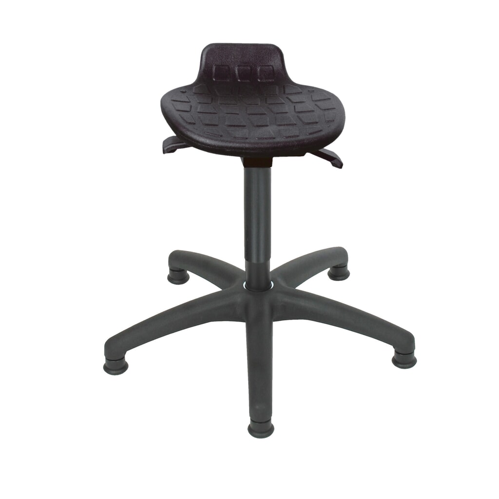 Taburete HEMMDAL Komfort, asiento de PU, altura de asiento 410-540 mm, base de plástico, conteras Imagen del producto: Taburete HEMMDAL Komfort, asiento de PU, altura de asiento 410-540 mm, base de plástico, conteras