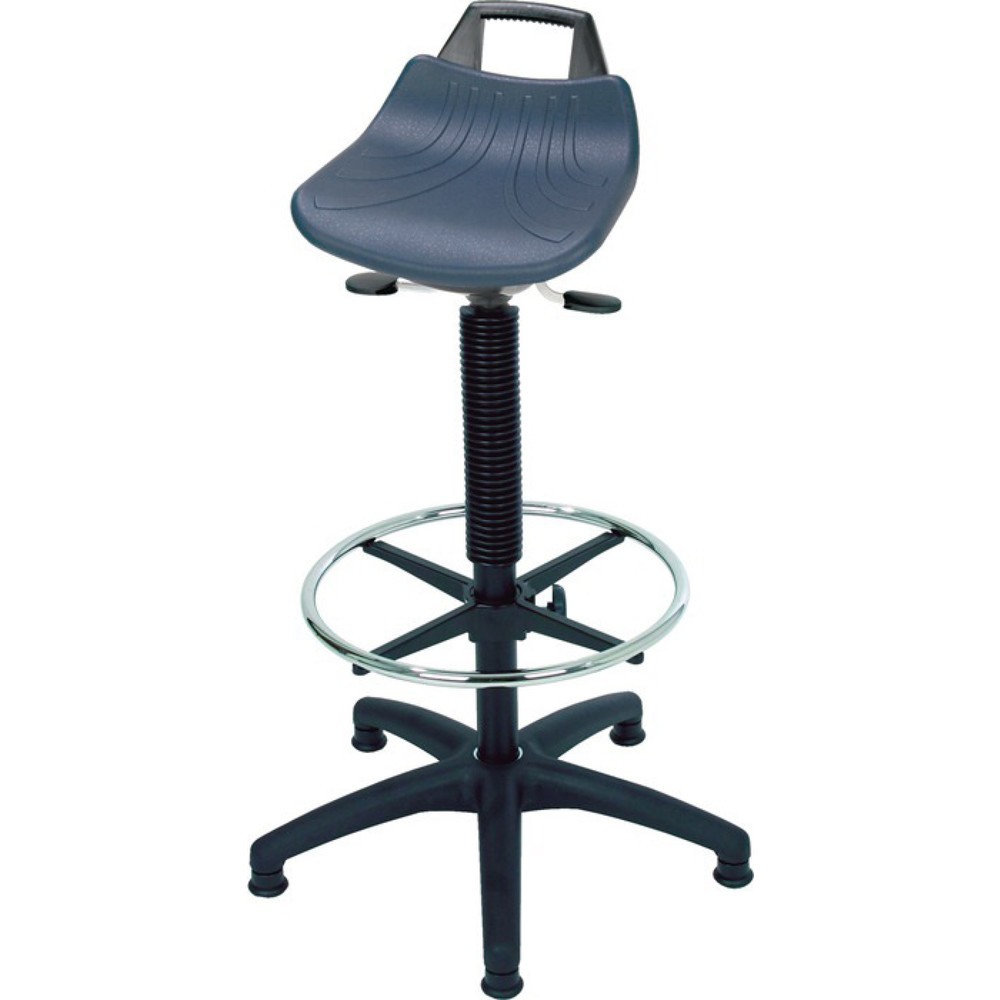 Imagen del producto: Taburete HEMMDAL Premium, asiento de PU, altura de asiento de 610-870 mm, conteras,estribo circular