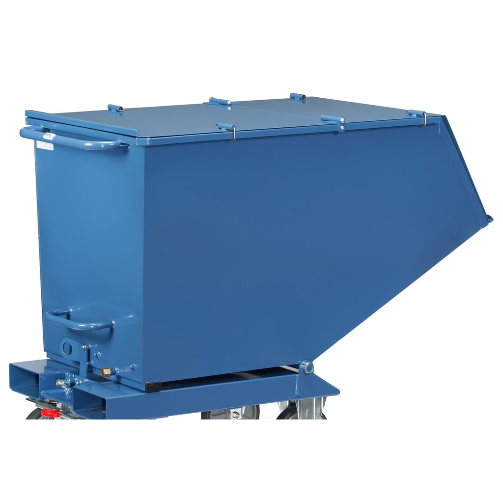 Número de imagen del producto 1: Tapa abatible para cubeta con mecanismo de vuelco fetra®, con ruedas, azul, 0,45 m³