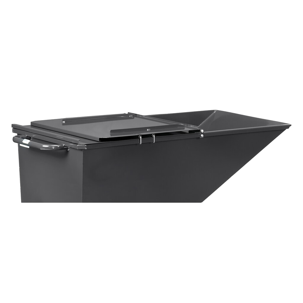 Tapa abatible para cubeta con mecanismo de vuelco fetra®, con ruedas, gris antracita, 0,25 m³ Número de imagen del producto 3: Tapa abatible para cubeta con mecanismo de vuelco fetra®, con ruedas, gris antracita, 0,25 m³