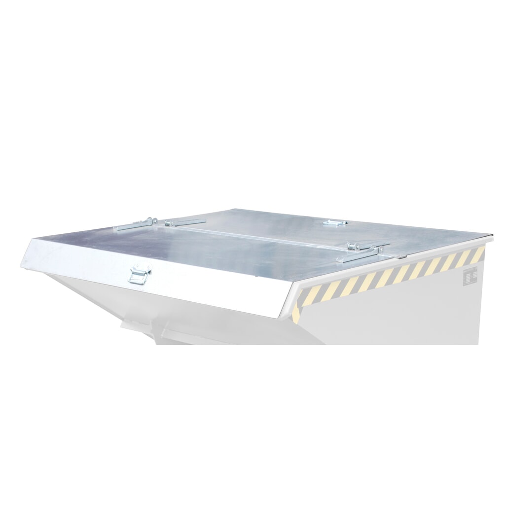 Tapa para recipiente de vuelco cado con mecanismo rodante automático, volumen 1,2 m³, galvanizado Imagen del producto: Tapa para recipiente de vuelco cado con mecanismo rodante automático, volumen 1,2 m³, galvanizado