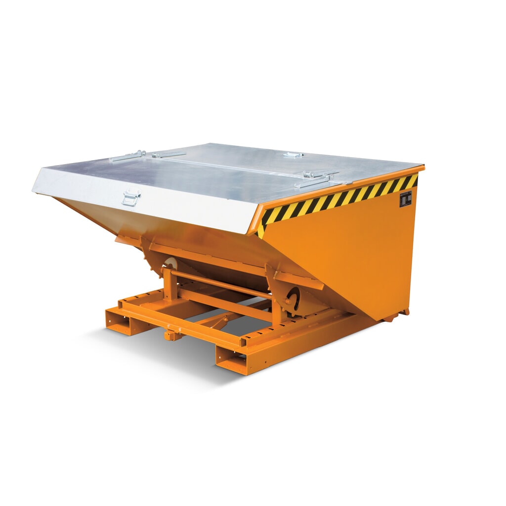 Tapa para recipiente de vuelco cado con mecanismo rodante automático, volumen 1,2 m³, galvanizado Número de imagen del producto 2: Tapa para recipiente de vuelco cado con mecanismo rodante automático, volumen 1,2 m³, galvanizado