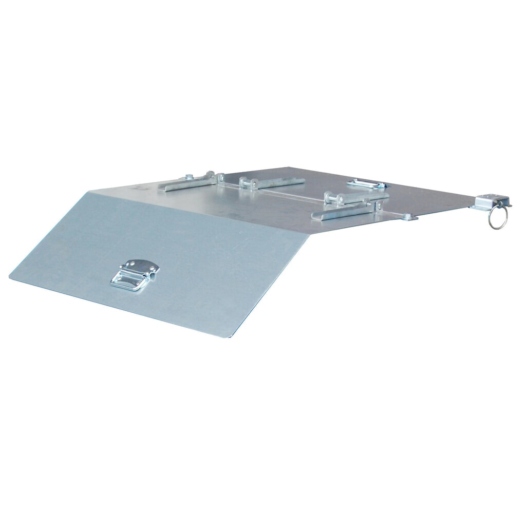 Tapa para recipiente de vuelco Bauer® con mecanismo rodante Premium, forma constructiva ancha, volumen 0,3 m³ Imagen del producto: Tapa para recipiente de vuelco Bauer® con mecanismo rodante Premium, forma constructiva ancha, volumen 0,3 m³