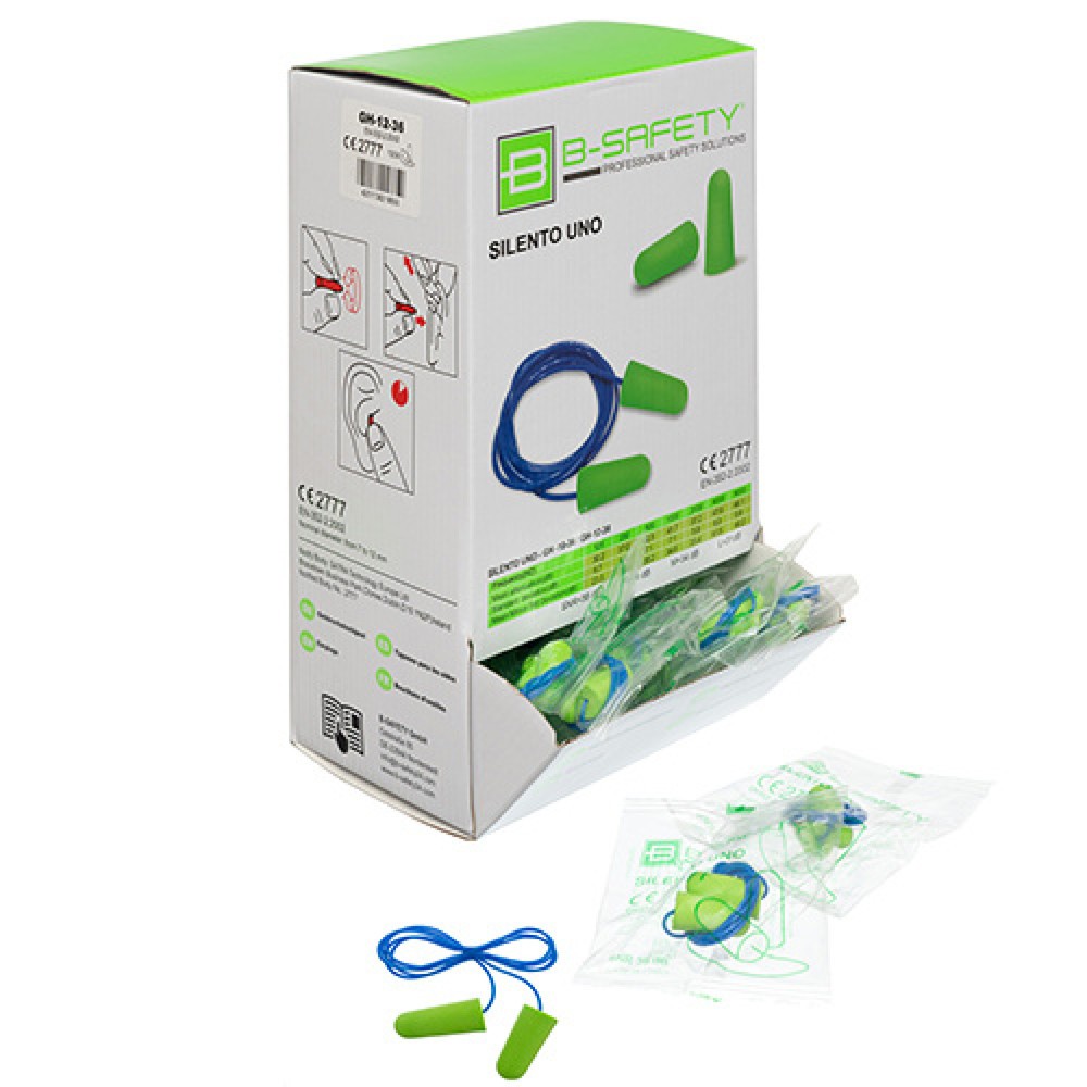 Número de imagen del producto 2: B-Safety SILENTO UNO tapones para los oídos desechables con cable, 100 pares/paquete