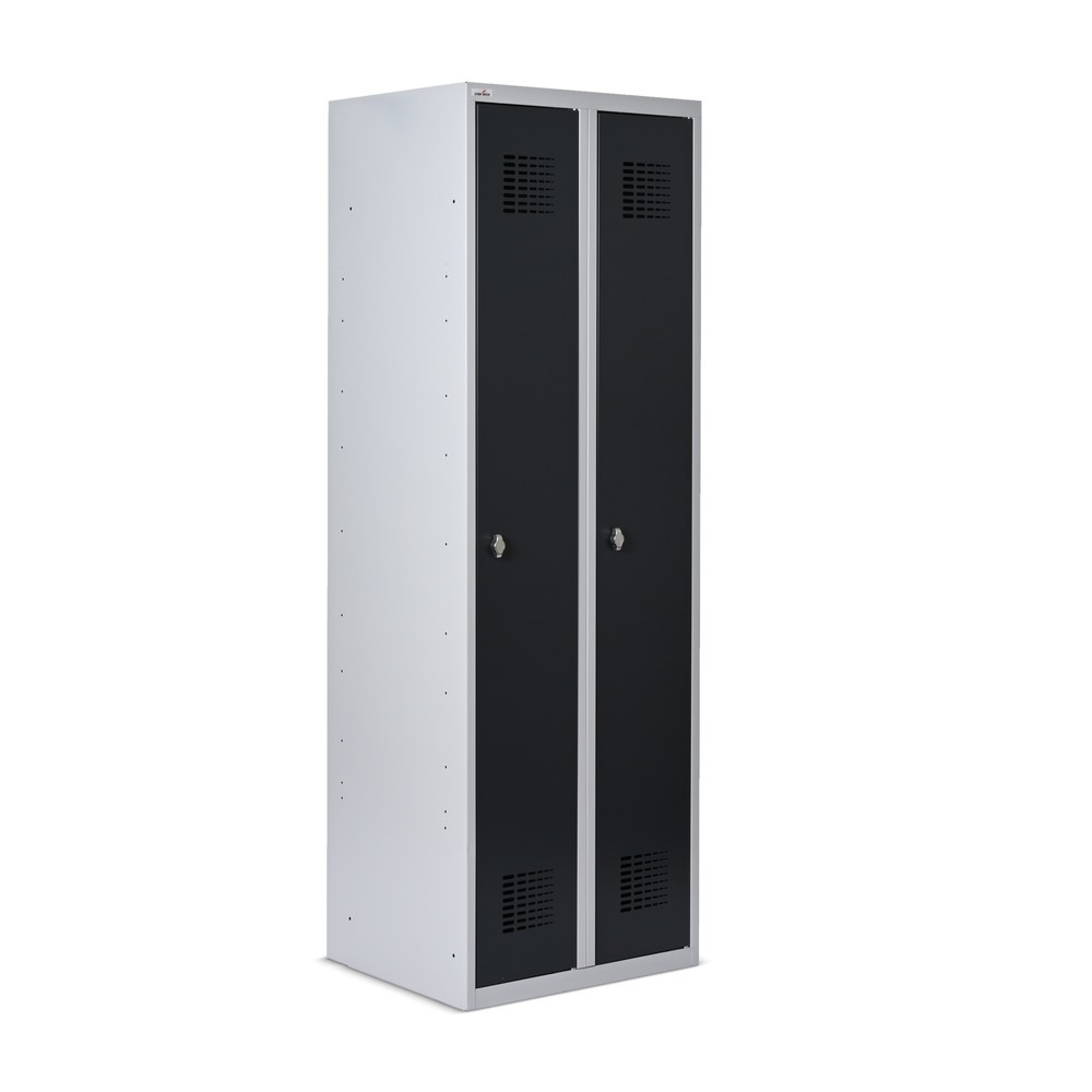 Número de imagen del producto 2: Taquilla Steinbock®, apoyada en el suelo, 2 departamentos, cerradura de manivela, HxAxF 1.800 x 600 x 500 mm, gris claro/gris antracita