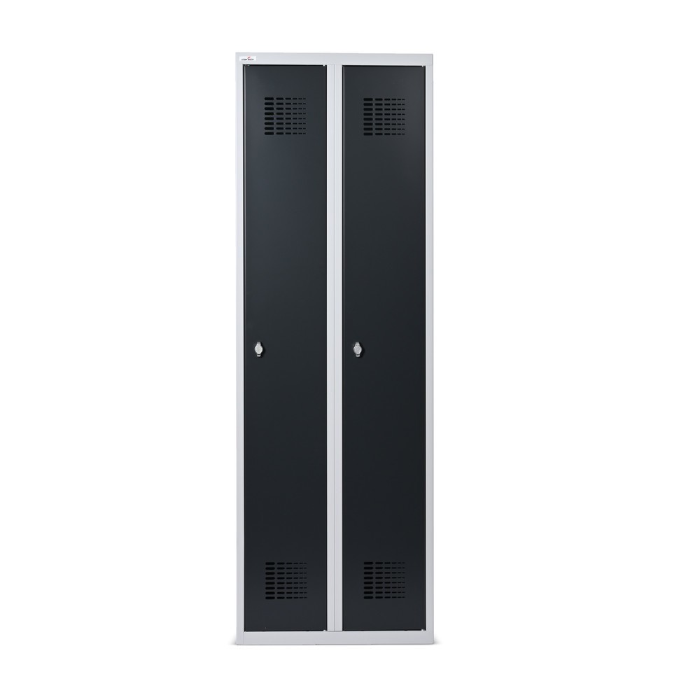 Número de imagen del producto 3: Taquilla Steinbock®, apoyada en el suelo, 2 departamentos, cerradura de manivela, HxAxF 1.800 x 600 x 500 mm, gris claro/gris antracita