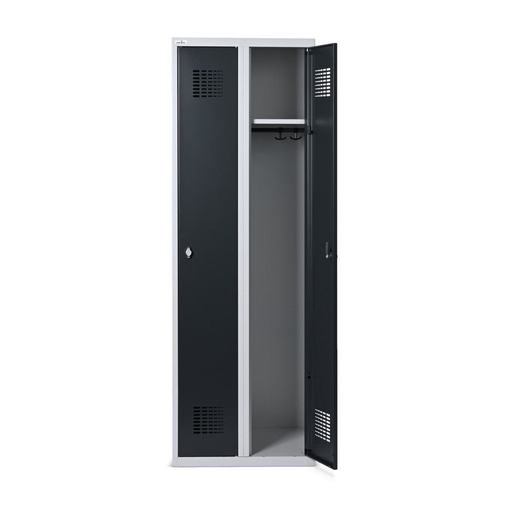 Número de imagen del producto 4: Taquilla Steinbock®, apoyada en el suelo, 2 departamentos, cerradura de manivela, HxAxF 1.800 x 600 x 500 mm, gris claro/gris antracita