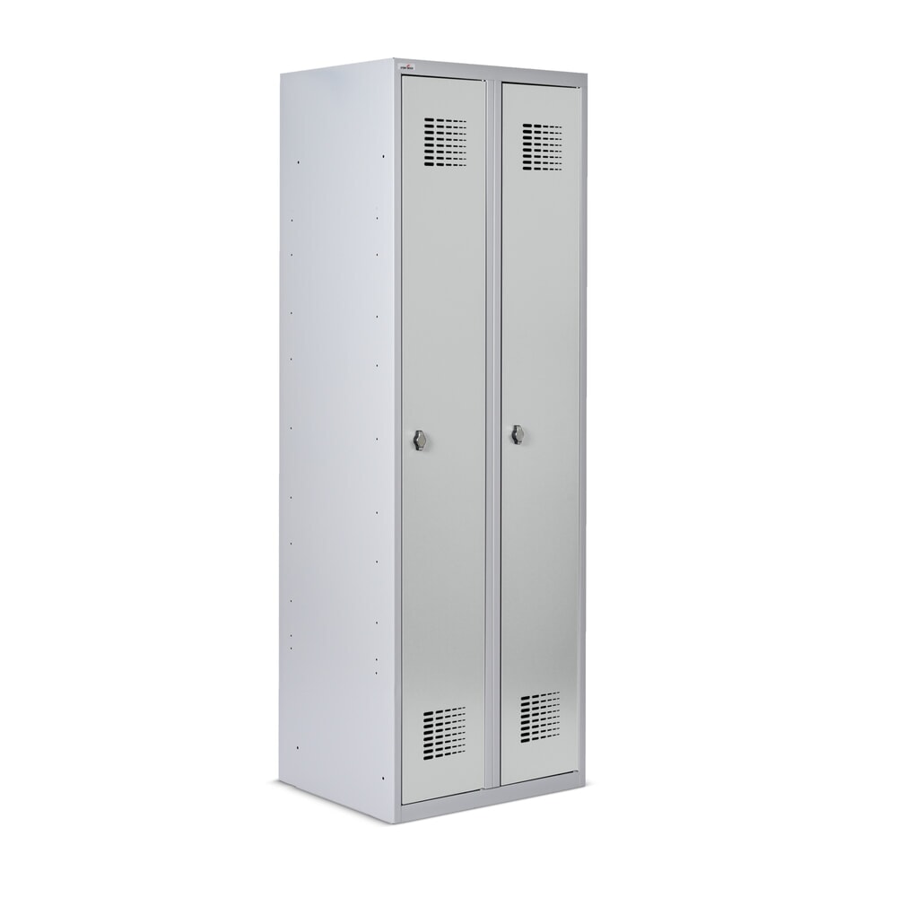 Número de imagen del producto 2: Taquilla Steinbock®, apoyada en el suelo, 2 departamentos, cerradura de manivela, HxAxF 1.800 x 600 x 500 mm, gris claro/gris antracita