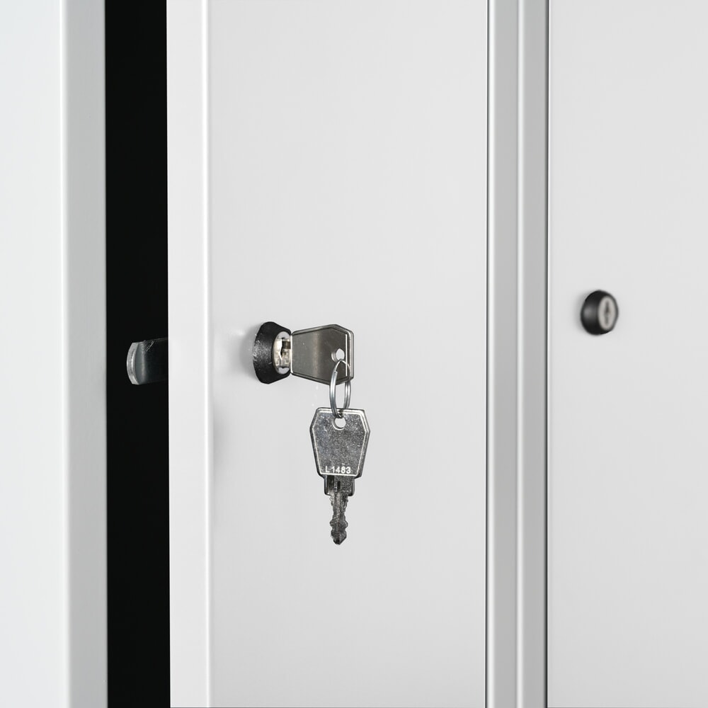 Número de imagen del producto 3: Taquilla Steinbock®, apoyada en el suelo, 2 pisos, 4 compartimentos, cerradura cilíndrica, HxAxF 1.800 x 800 x 500 mm, gris claro/gris antracita