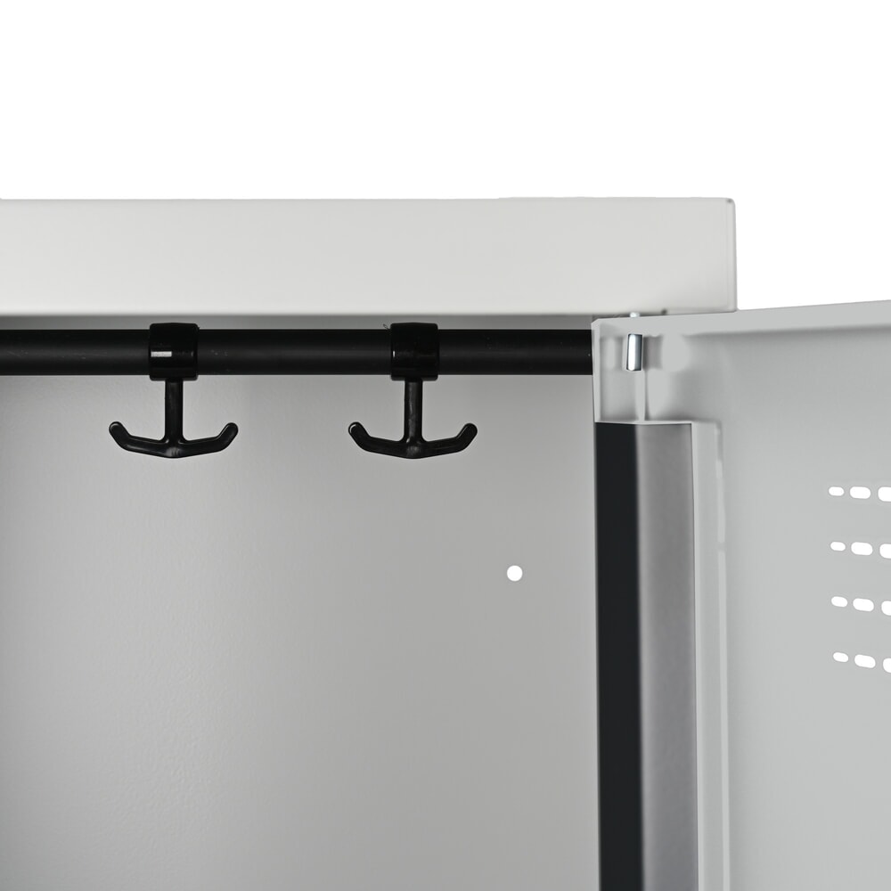 Número de imagen del producto 4: Taquilla Steinbock®, apoyada en el suelo, 2 pisos, 6 compartimentos, cerradura de manivela, HxAxF 1.800 x 1200 x 500 mm, gris claro/gris antracita