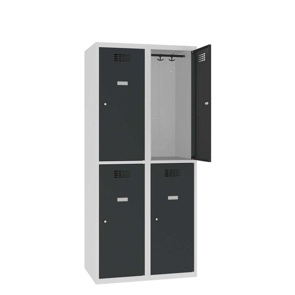 Número de imagen del producto 1: Taquilla Steinbock®, apoyada en el suelo, 2 pisos, 4 compartimentos, cerradura cilíndrica, HxAxF 1.800 x 800 x 500 mm, gris claro/gris antracita
