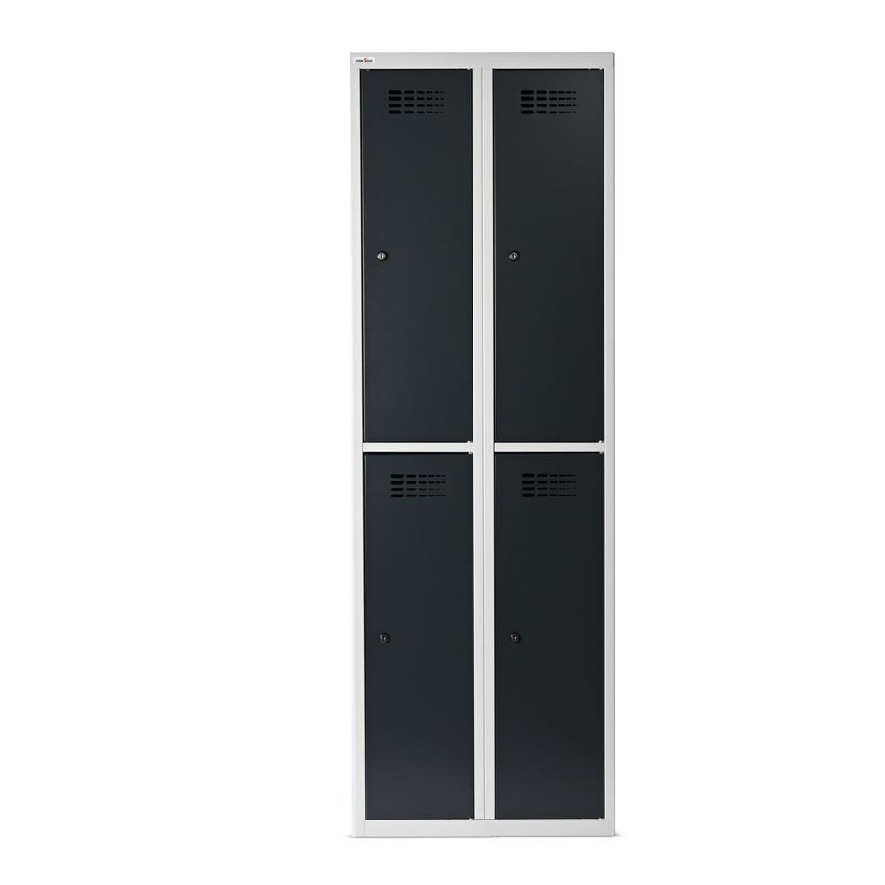 Número de imagen del producto 4: Taquilla Steinbock®, apoyada en el suelo, 2 pisos, 4 compartimentos, cerradura cilíndrica, HxAxF 1.800 x 600 x 500 mm, gris claro/gris antracita