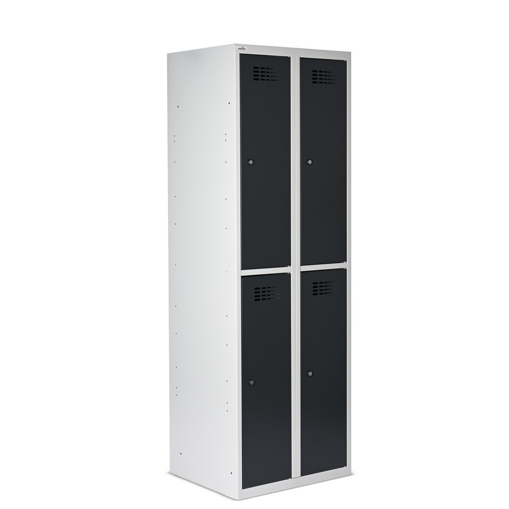 Número de imagen del producto 5: Taquilla Steinbock®, apoyada en el suelo, 2 pisos, 4 compartimentos, cerradura cilíndrica, HxAxF 1.800 x 600 x 500 mm, gris claro/gris antracita