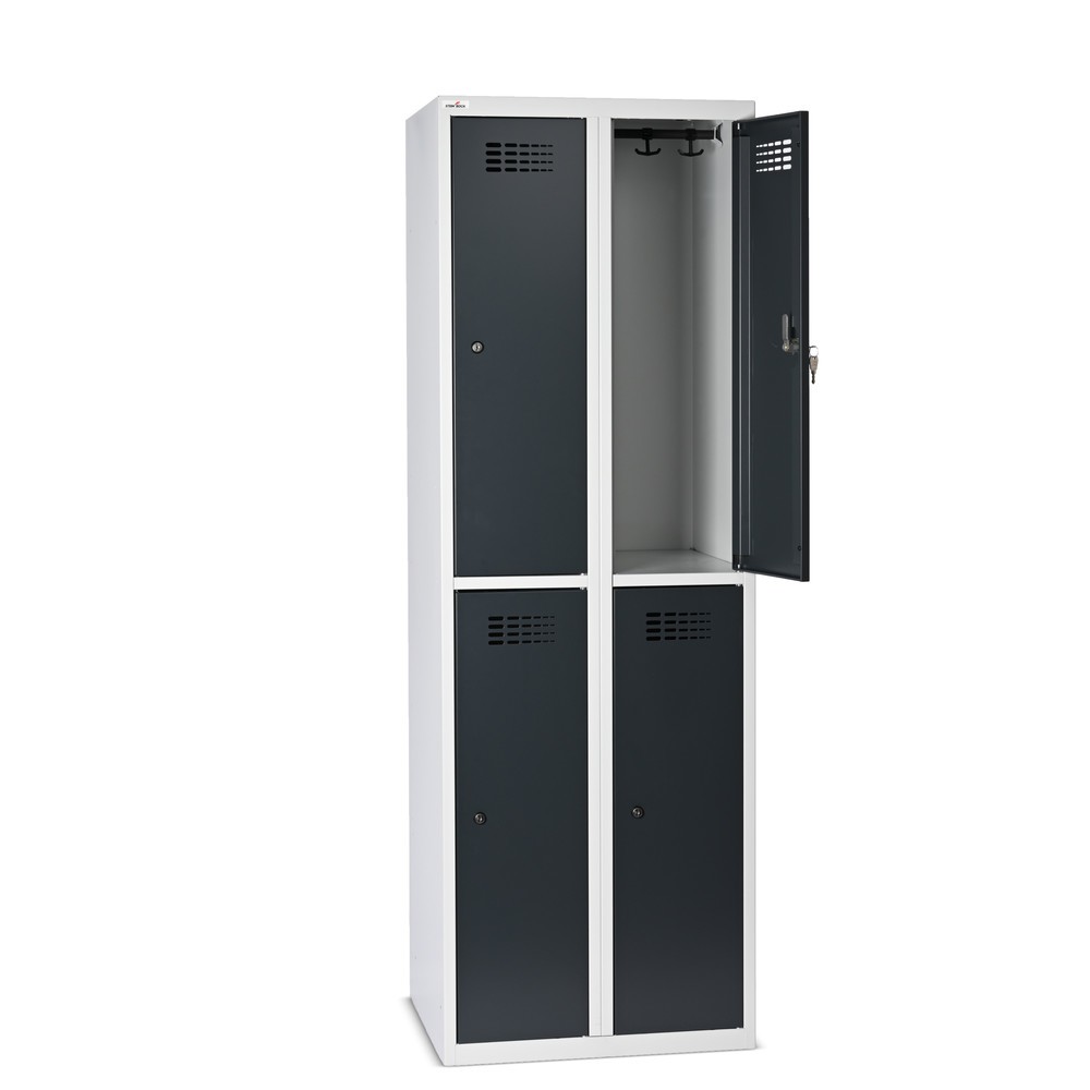 Número de imagen del producto 6: Taquilla Steinbock®, apoyada en el suelo, 2 pisos, 4 compartimentos, cerradura cilíndrica, HxAxF 1.800 x 600 x 500 mm, gris claro/gris antracita