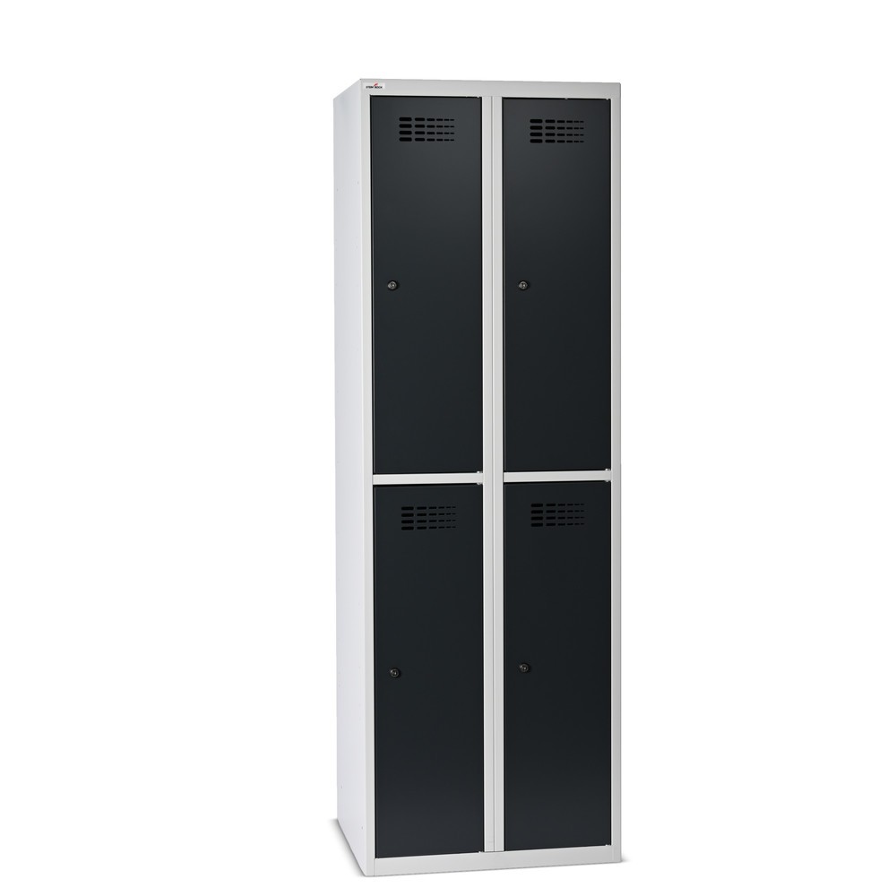 Imagen del producto: Taquilla Steinbock®, apoyada en el suelo, 2 pisos, 4 compartimentos, cerradura cilíndrica, HxAxF 1.800 x 600 x 500 mm, gris claro/gris antracita