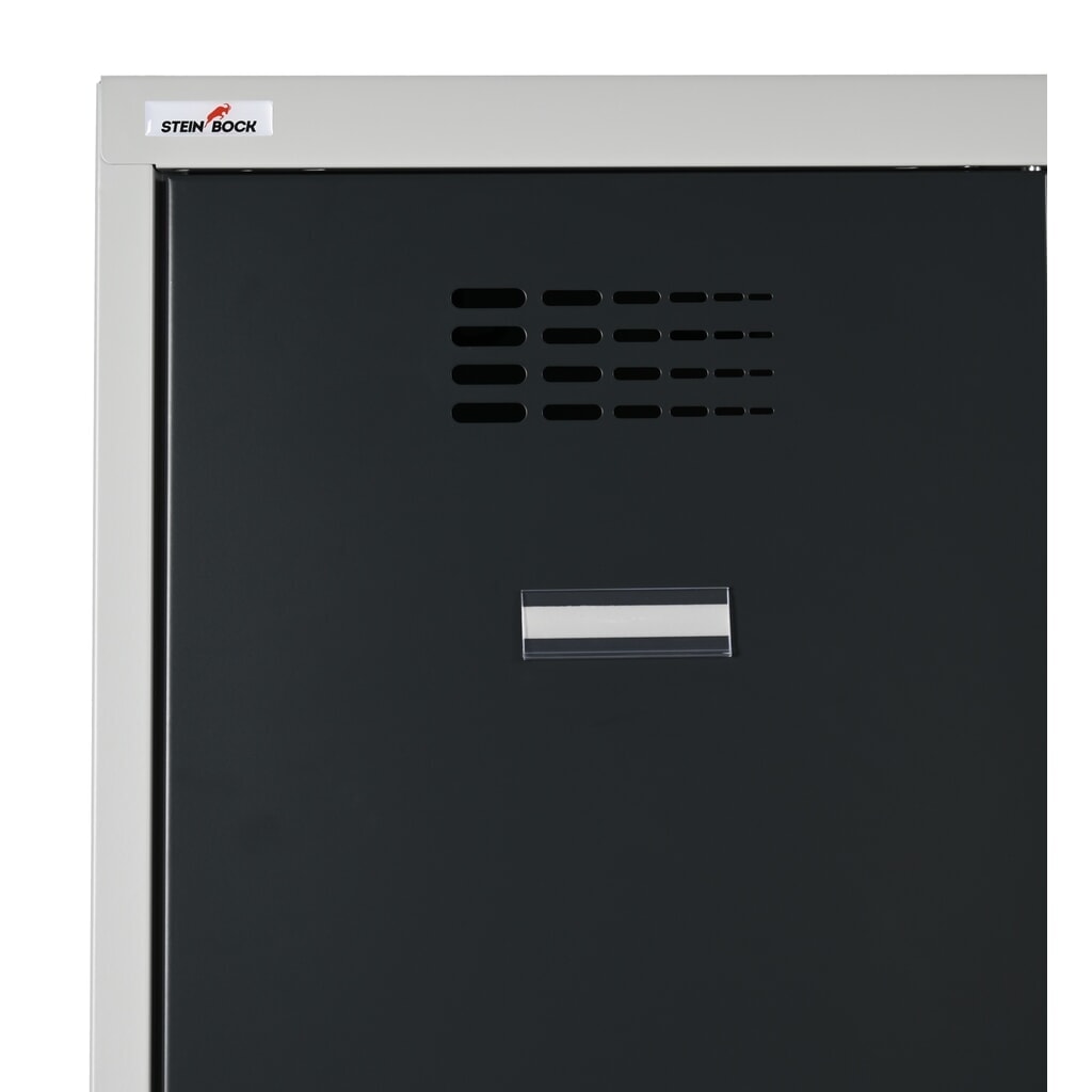 Número de imagen del producto 3: Taquilla Steinbock®, apoyada en el suelo, 2 pisos, 4 compartimentos, cerradura de manivela, HxAxF 1.800 x 600 x 500 mm, gris claro/gris antracita