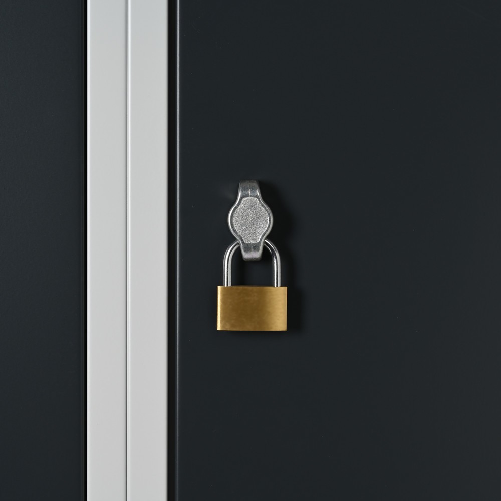 Número de imagen del producto 5: Taquilla Steinbock®, apoyada en el suelo, 2 pisos, 6 compartimentos, cerradura de manivela, HxAxF 1.800 x 900 x 500 mm, gris claro/gris antracita