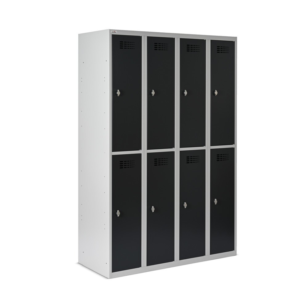 Número de imagen del producto 6: Taquilla Steinbock®, apoyada en el suelo, 2 pisos, 8 compartimentos, cerradura de manivela, HxAxF 1.800 x 1.200 x 500 mm, gris claro/gris antracita