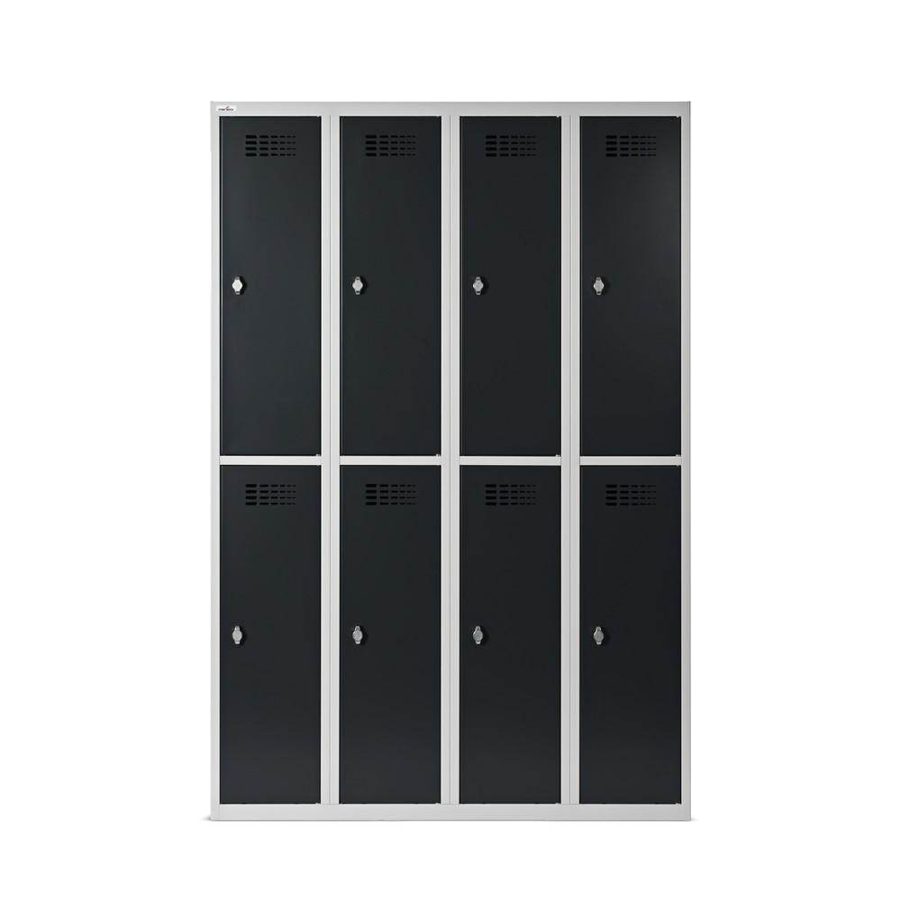 Número de imagen del producto 7: Taquilla Steinbock®, apoyada en el suelo, 2 pisos, 8 compartimentos, cerradura de manivela, HxAxF 1.800 x 1.200 x 500 mm, gris claro/gris antracita