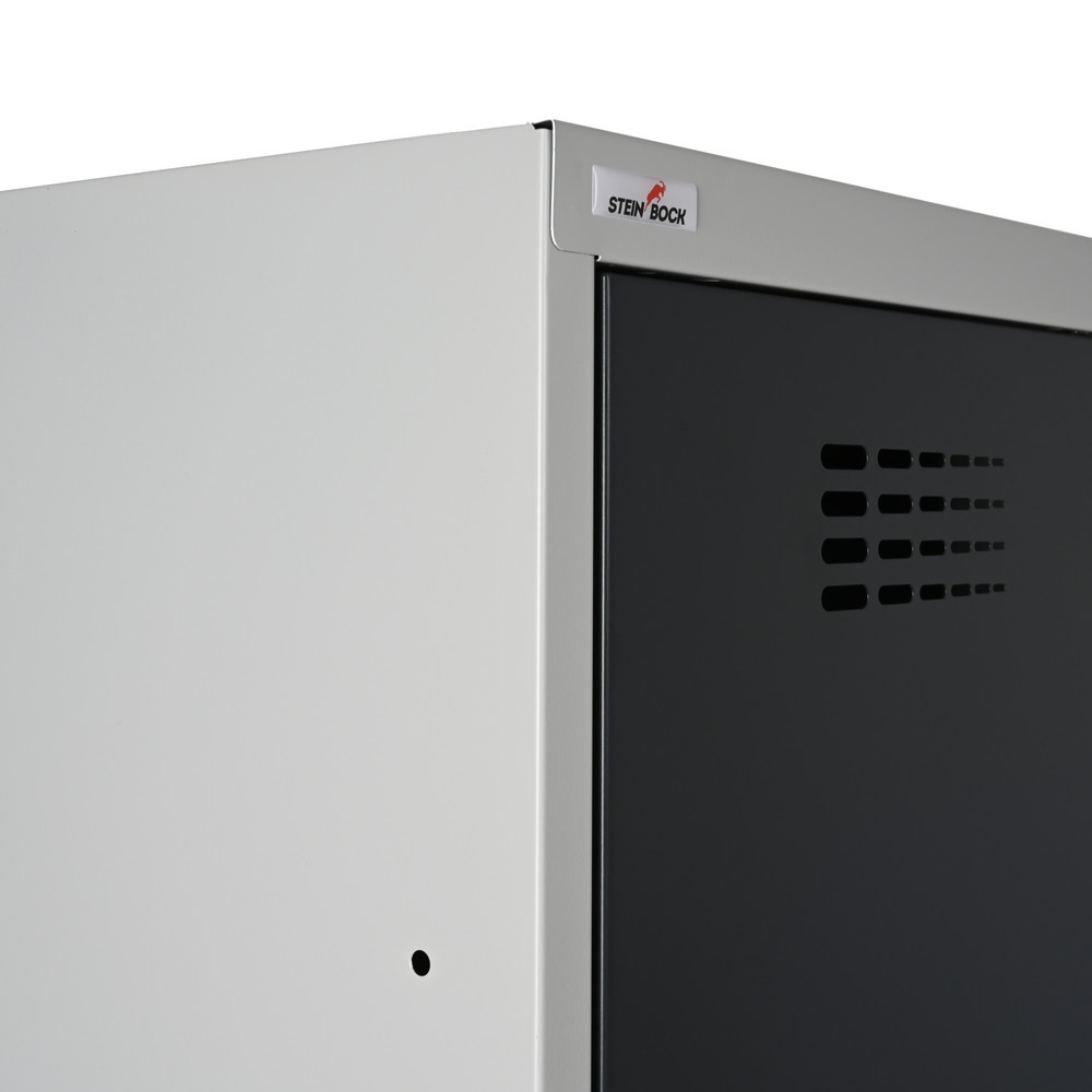 Número de imagen del producto 6: Taquilla Steinbock®, apoyada en el suelo, 2 pisos, 4 compartimentos, cerradura de manivela, HxAxF 1.800 x 800 x 500 mm, gris claro/gris antracita