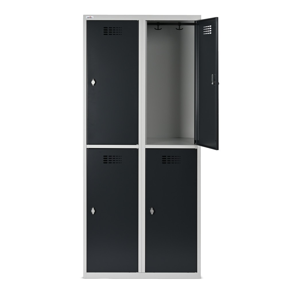 Número de imagen del producto 12: Taquilla Steinbock®, apoyada en el suelo, 2 pisos, 4 compartimentos, cerradura de manivela, HxAxF 1.800 x 800 x 500 mm, gris claro/gris antracita