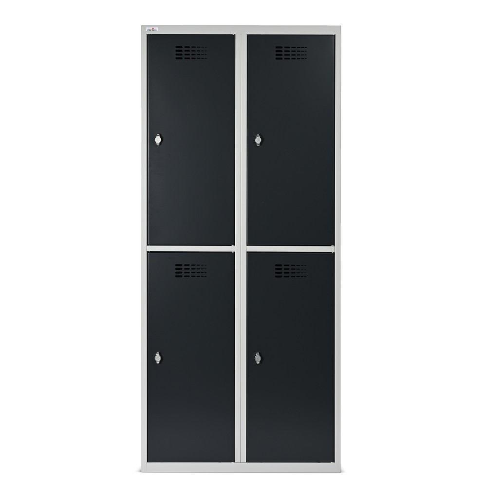 Número de imagen del producto 13: Taquilla Steinbock®, apoyada en el suelo, 2 pisos, 4 compartimentos, cerradura de manivela, HxAxF 1.800 x 800 x 500 mm, gris claro/gris antracita
