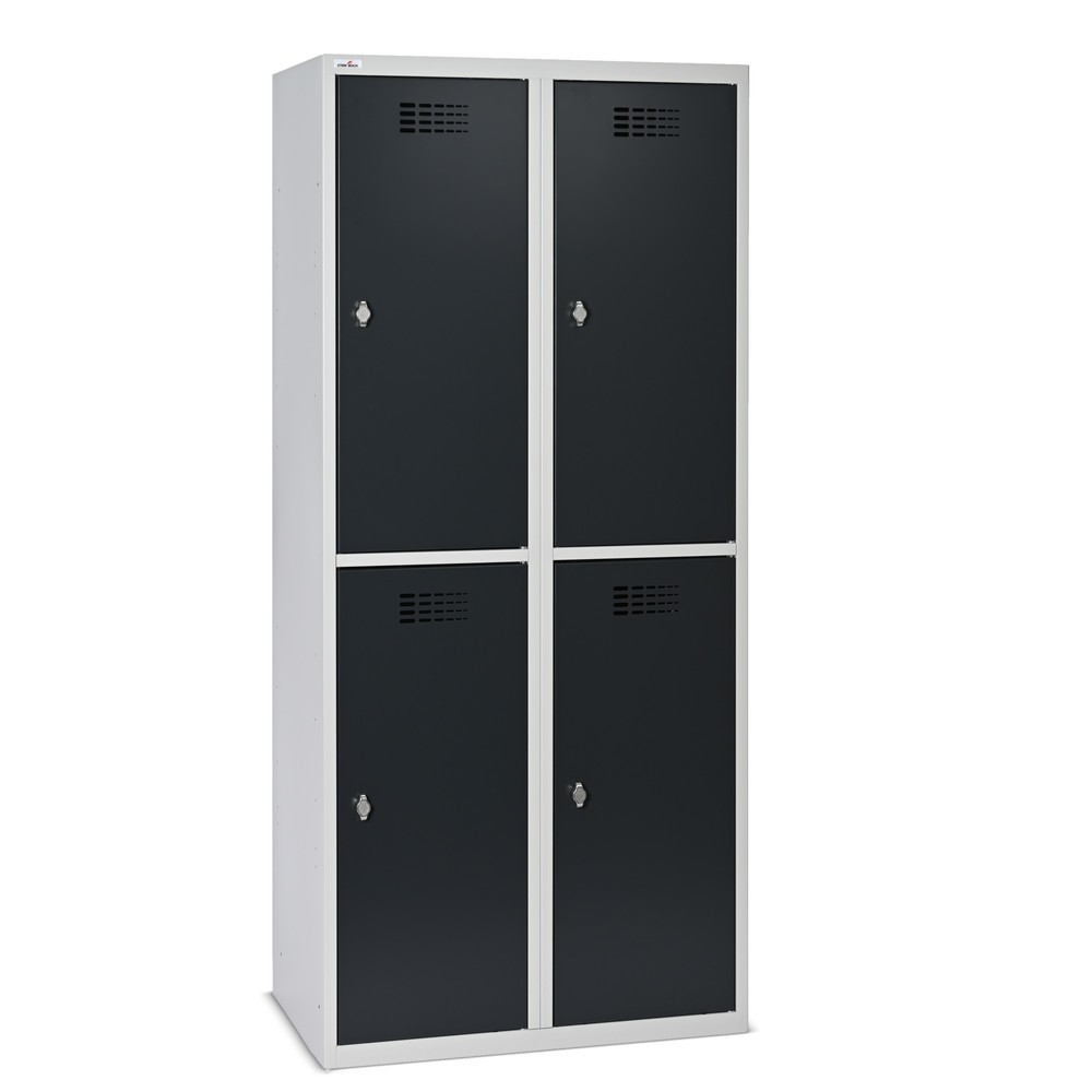 Imagen del producto: Taquilla Steinbock®, apoyada en el suelo, 2 pisos, 4 compartimentos, cerradura de manivela, HxAxF 1.800 x 800 x 500 mm, gris claro/gris antracita