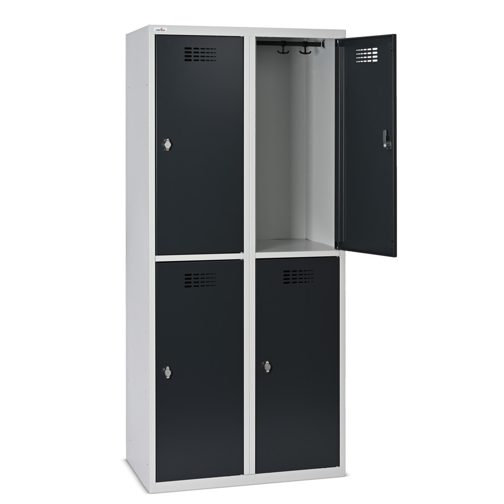 Número de imagen del producto 14: Taquilla Steinbock®, apoyada en el suelo, 2 pisos, 4 compartimentos, cerradura de manivela, HxAxF 1.800 x 800 x 500 mm, gris claro/gris antracita