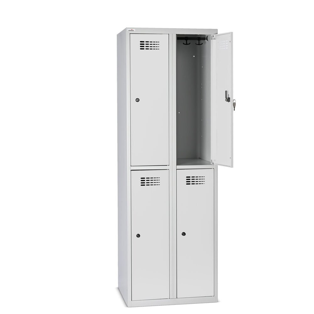 Número de imagen del producto 7: Taquilla Steinbock®, apoyada en el suelo, 2 pisos, 4 compartimentos, cerradura cilíndrica, HxAxF 1.800 x 600 x 500 mm, gris claro/gris antracita