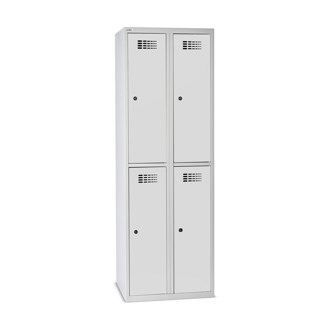 Imagen del producto: Taquilla Steinbock®, apoyada en el suelo, 2 pisos, 4 compartimentos, cerradura cilíndrica, HxAxF 1.800 x 600 x 500 mm, gris claro/gris antracita