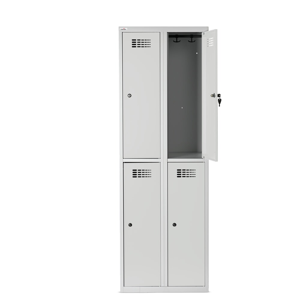 Número de imagen del producto 8: Taquilla Steinbock®, apoyada en el suelo, 2 pisos, 4 compartimentos, cerradura cilíndrica, HxAxF 1.800 x 600 x 500 mm, gris claro/gris antracita