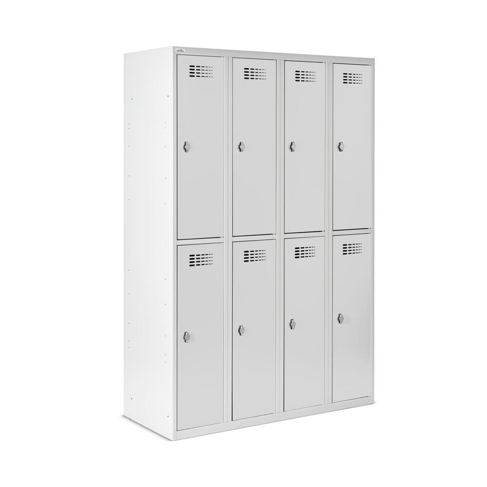 Número de imagen del producto 6: Taquilla Steinbock®, apoyada en el suelo, 2 pisos, 8 compartimentos, cerradura de manivela, HxAxF 1.800 x 1.200 x 500 mm, gris claro/gris antracita