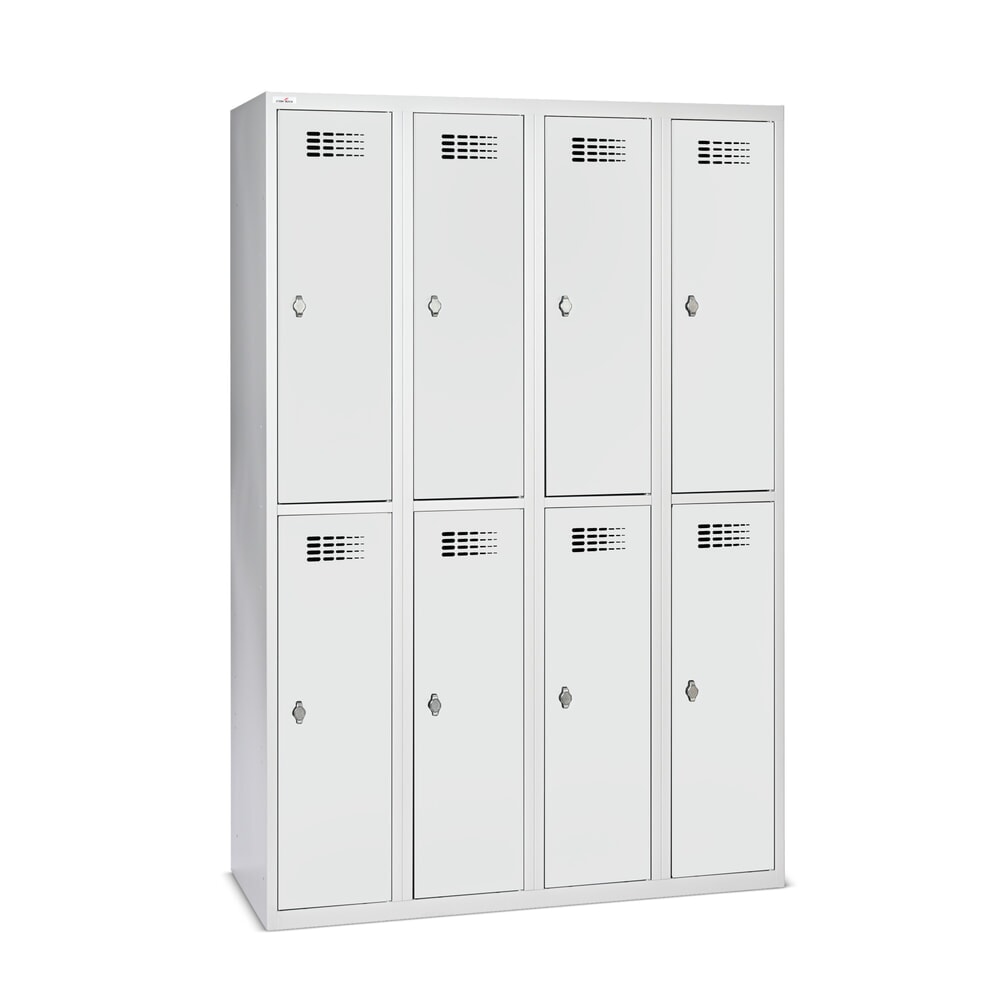 Imagen del producto: Taquilla Steinbock®, apoyada en el suelo, 2 pisos, 8 compartimentos, cerradura de manivela, HxAxF 1.800 x 1.200 x 500 mm, gris claro/gris antracita