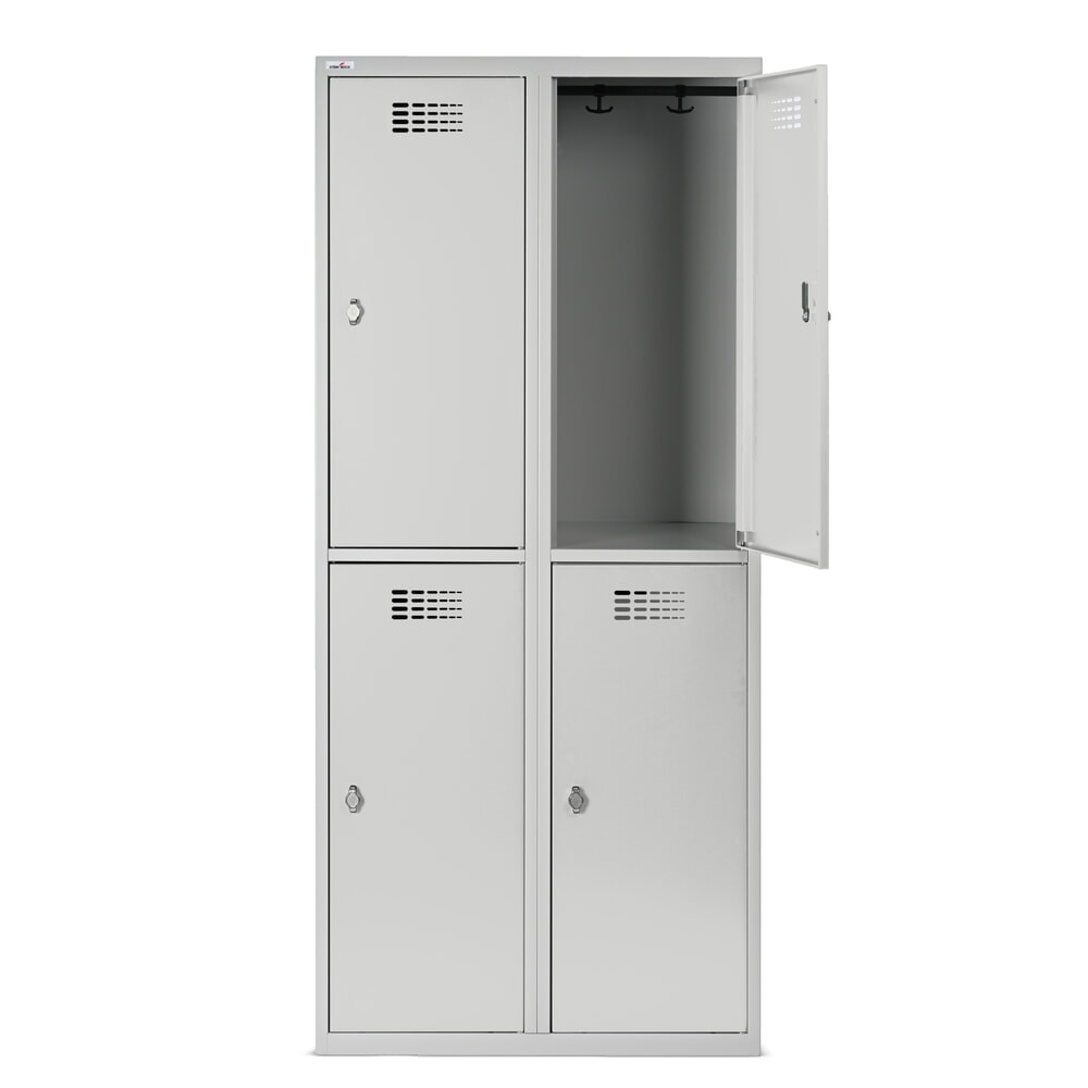 Número de imagen del producto 7: Taquilla Steinbock®, apoyada en el suelo, 2 pisos, 4 compartimentos, cerradura de manivela, HxAxF 1.800 x 800 x 500 mm, gris claro/gris antracita