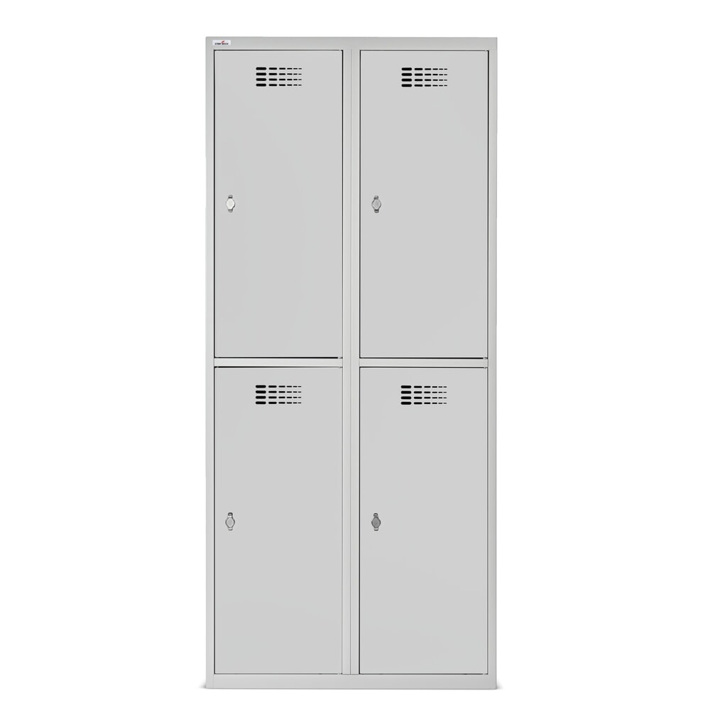 Número de imagen del producto 8: Taquilla Steinbock®, apoyada en el suelo, 2 pisos, 4 compartimentos, cerradura de manivela, HxAxF 1.800 x 800 x 500 mm, gris claro/gris antracita