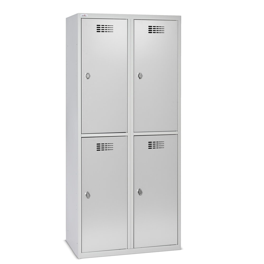 Imagen del producto: Taquilla Steinbock®, apoyada en el suelo, 2 pisos, 4 compartimentos, cerradura de manivela, HxAxF 1.800 x 800 x 500 mm, gris claro/gris antracita